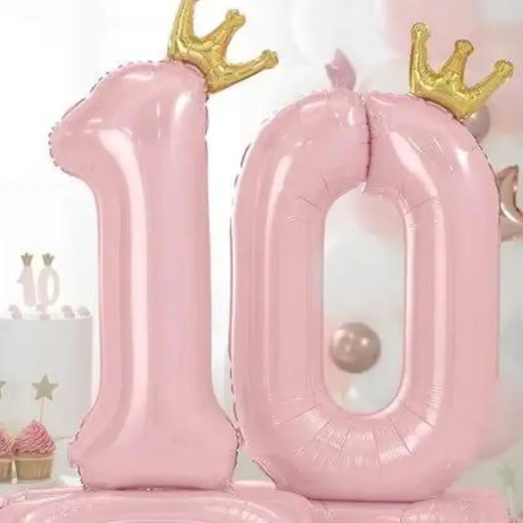 Light Pink Number 1 Balloon with Crown + Stand - 84cm