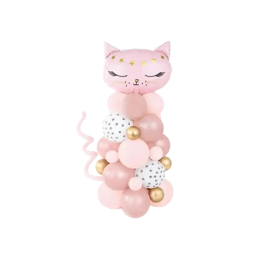 Giant Pink Cat Balloon Bouquet - TO BUILD - 83x140cm