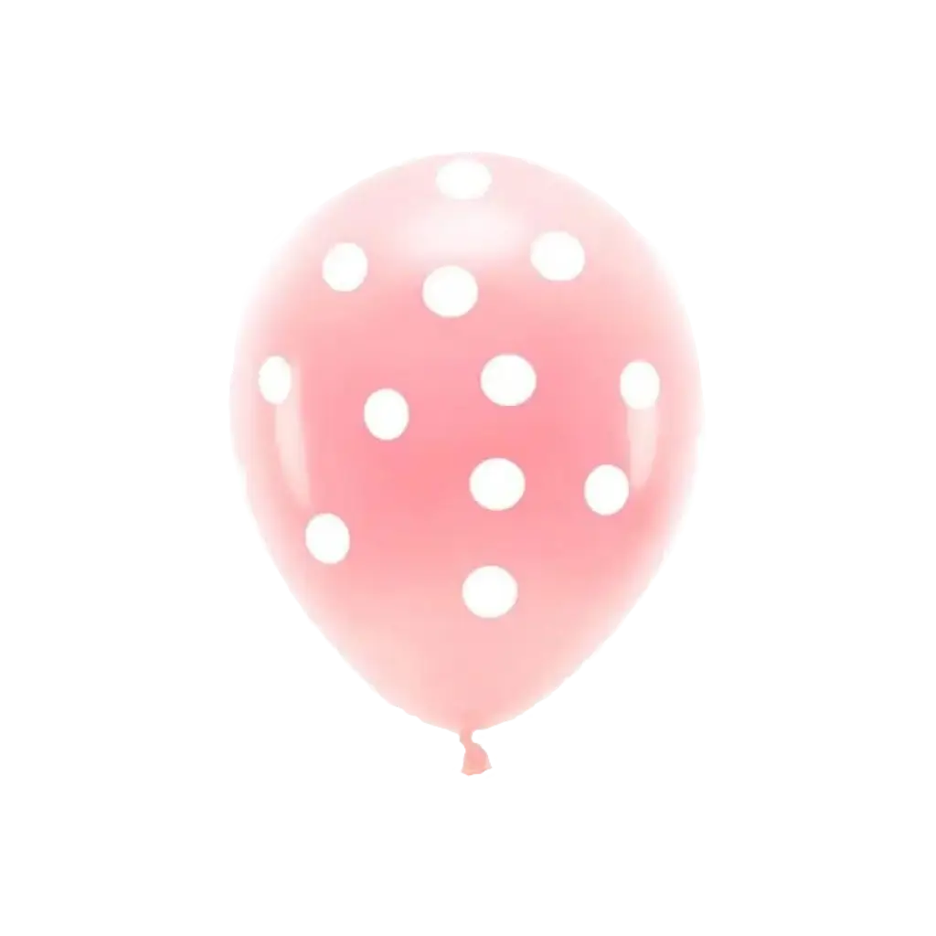 Set of 6 Balloons - Pink with White Dots - 100% BIODEGRADABLE