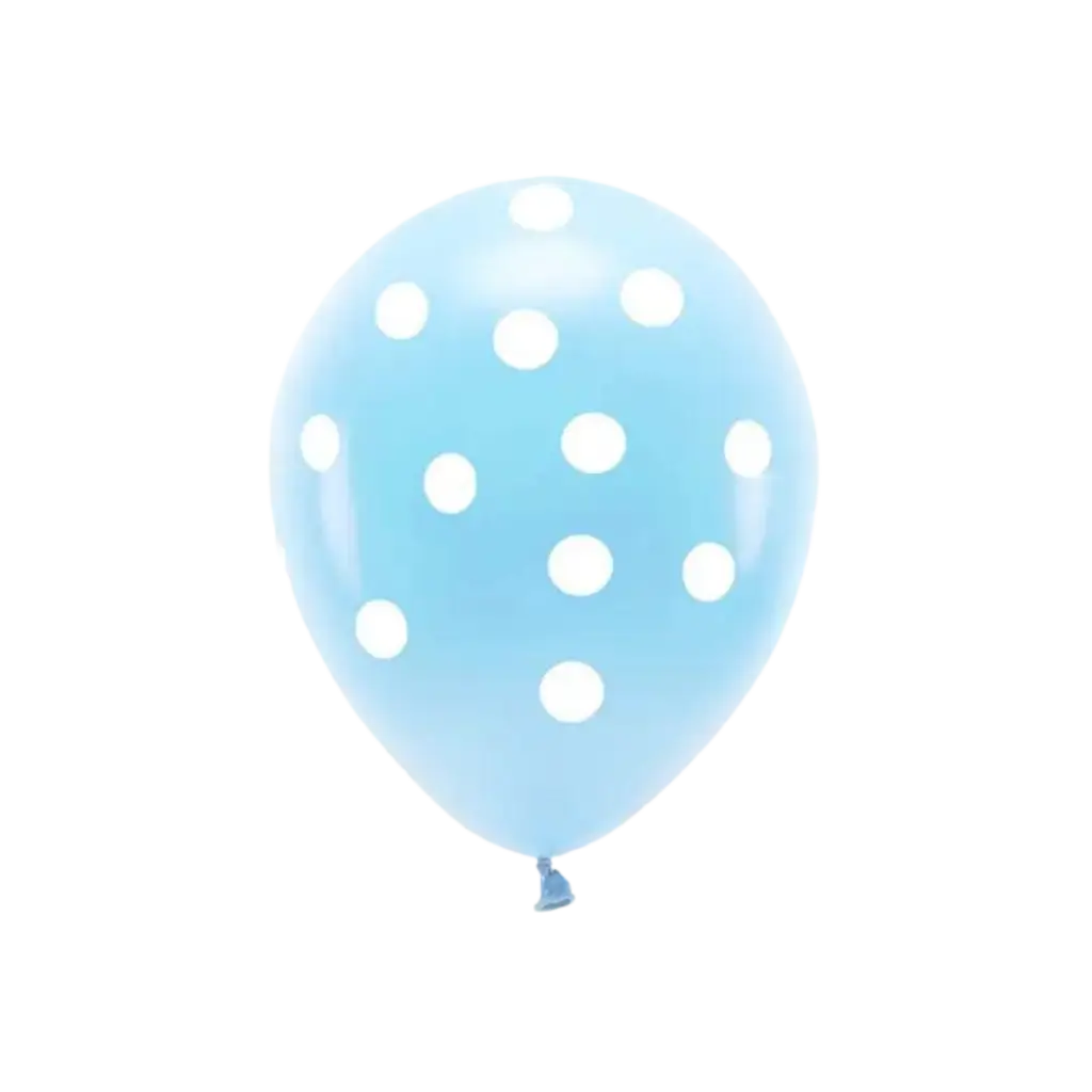 Set of 6 Balloons - Blue with White Polka Dots - 100% BIODEGRADABLE