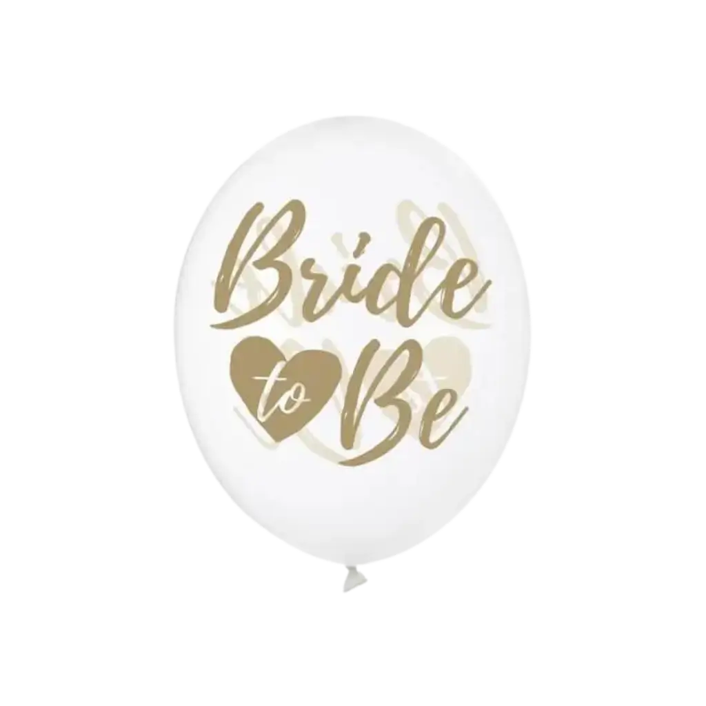 6 transparent balloons with inscription BRIDE TO BE Gold