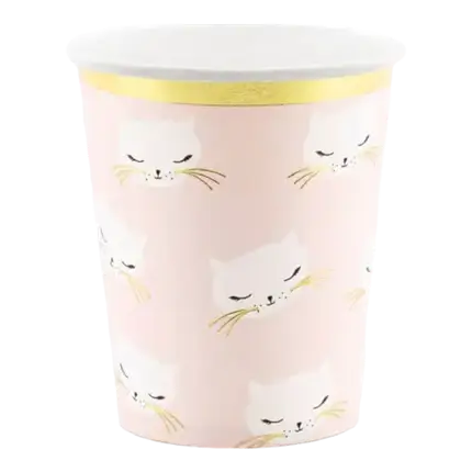 Set of 6 Tumblers - Light Pink - Kitten Head - 20cl
