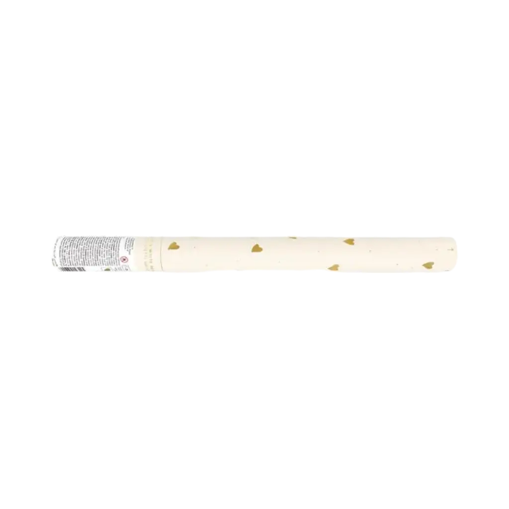 Confetti Cannon 35cm - Heart White/Gold 100% BIODEGRADABLE