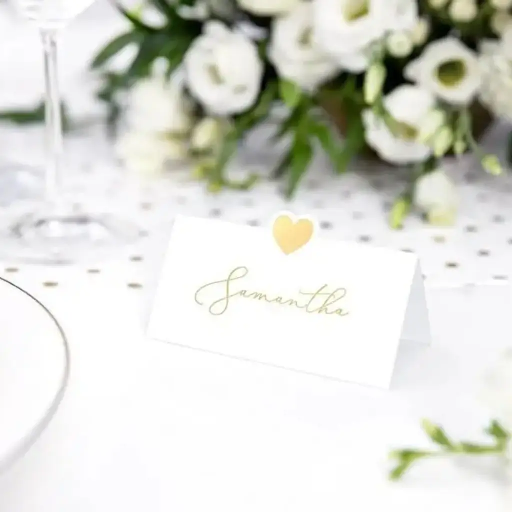 Place card with Gold Heart motifs (Pack of 10)