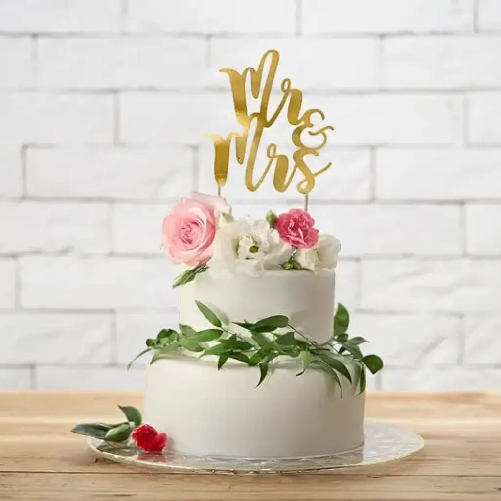 Cake topper "Mr & Mrs", gold, 25.5cm