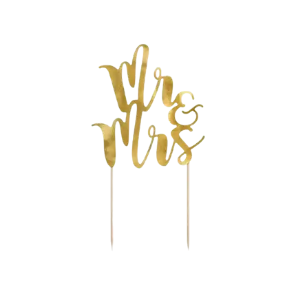 Cake topper Mr & Mrs, gold, 25.5cm
