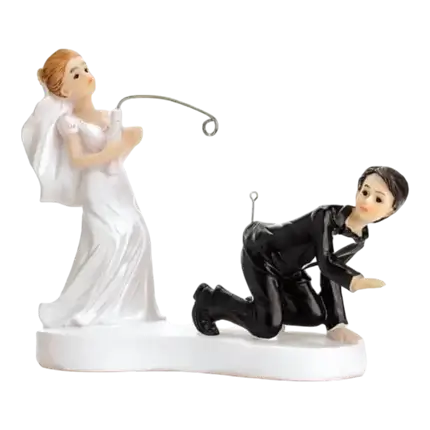 Couple wedding figurine with fishing rod