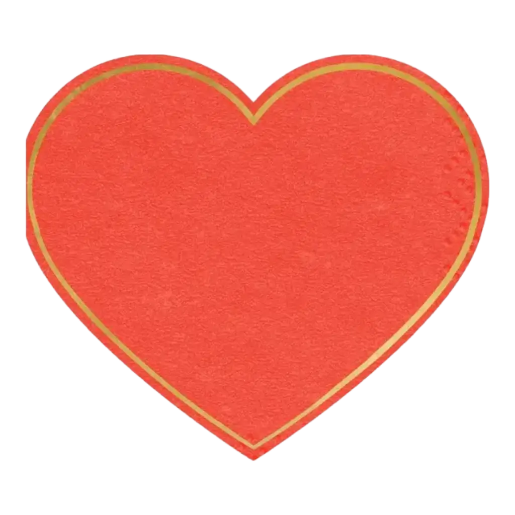 Gold outline red heart shape paper napkin