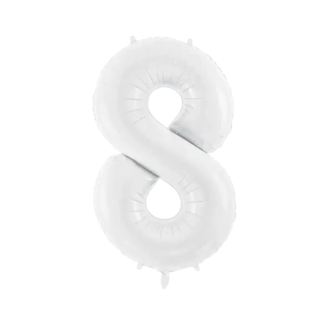 Birthday balloon number 8 white 86 cm
