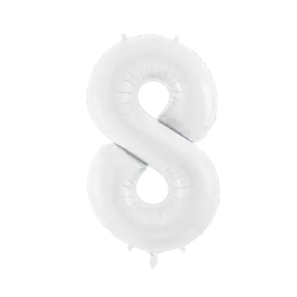 Birthday balloon number 8 white 86 cm