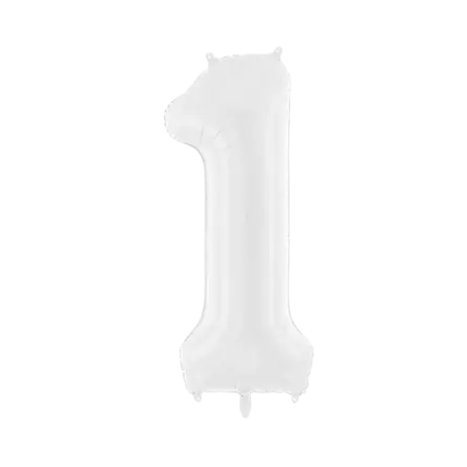Birthday balloon number 1 white 86 cm