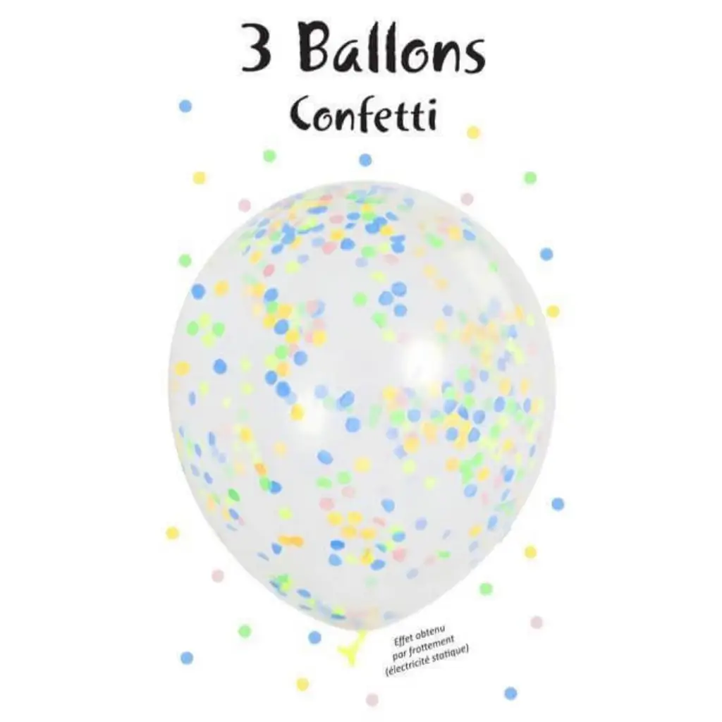 Set of 3 Multicolored Confetti Balloons