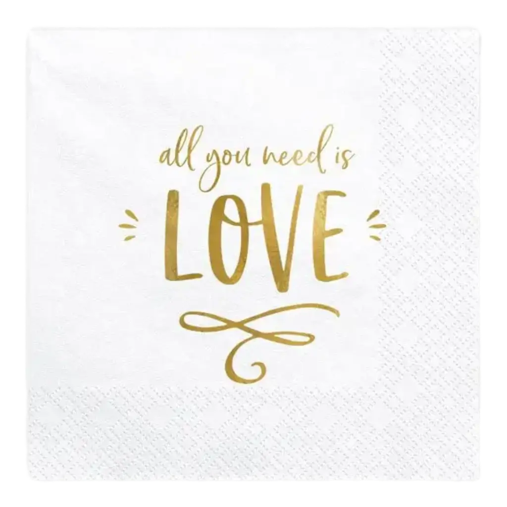 White paper towel All you Need is Love (Set of 20)