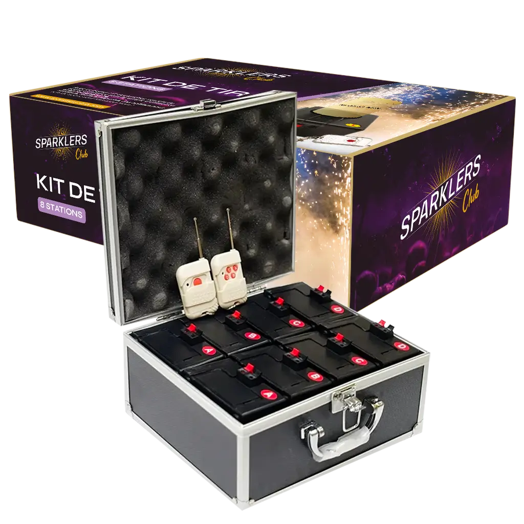 8 station shooting kit + 2 remote controls for stage jets