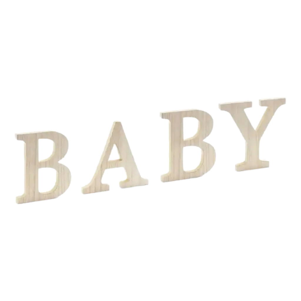 Wooden panel with inscription "BABY" - 16,5 to 21,5x19,5cm