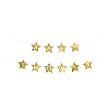 Gold Star Garland with inscription BABY SHOWER - 3m