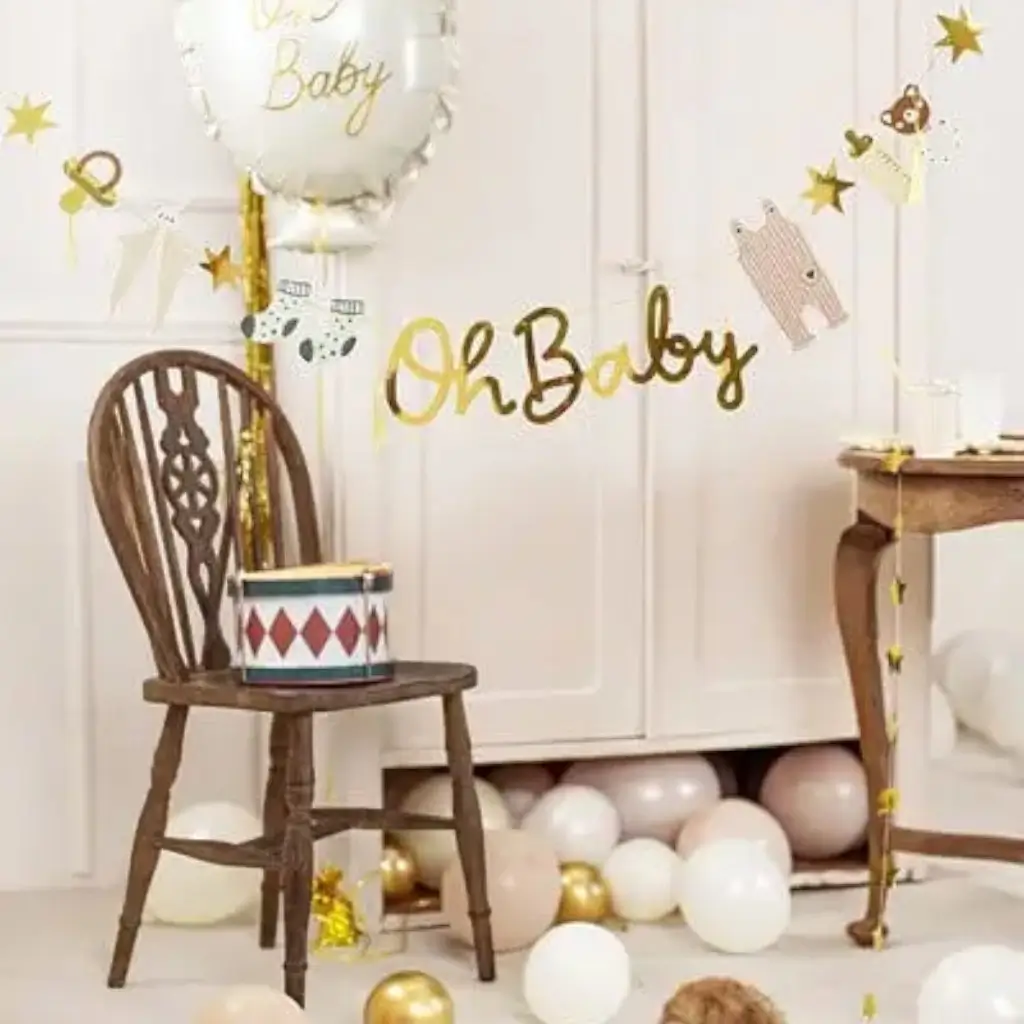 Oh Baby Gold Paper Garland - 2.5 meters