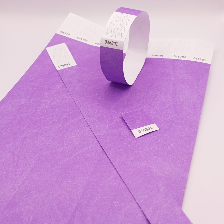 Tyvek® Wristband Purple Paper Without Marking