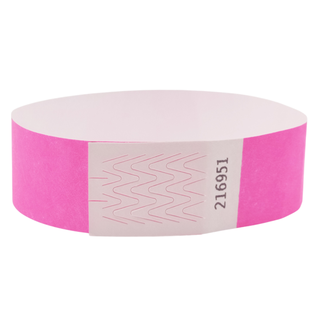 Neon Pink Paper Tyvek® Wristband Without Marking
