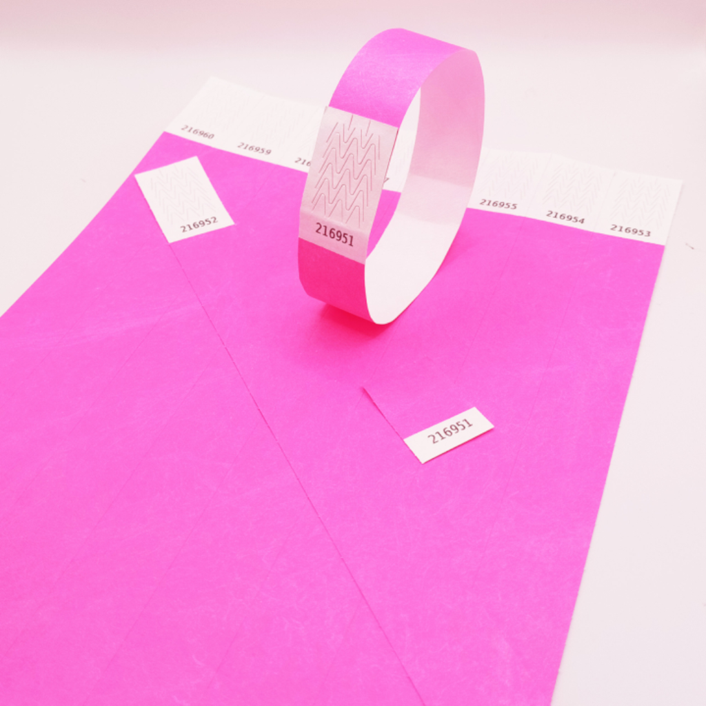 Neon Pink Paper Tyvek® Wristband Without Marking