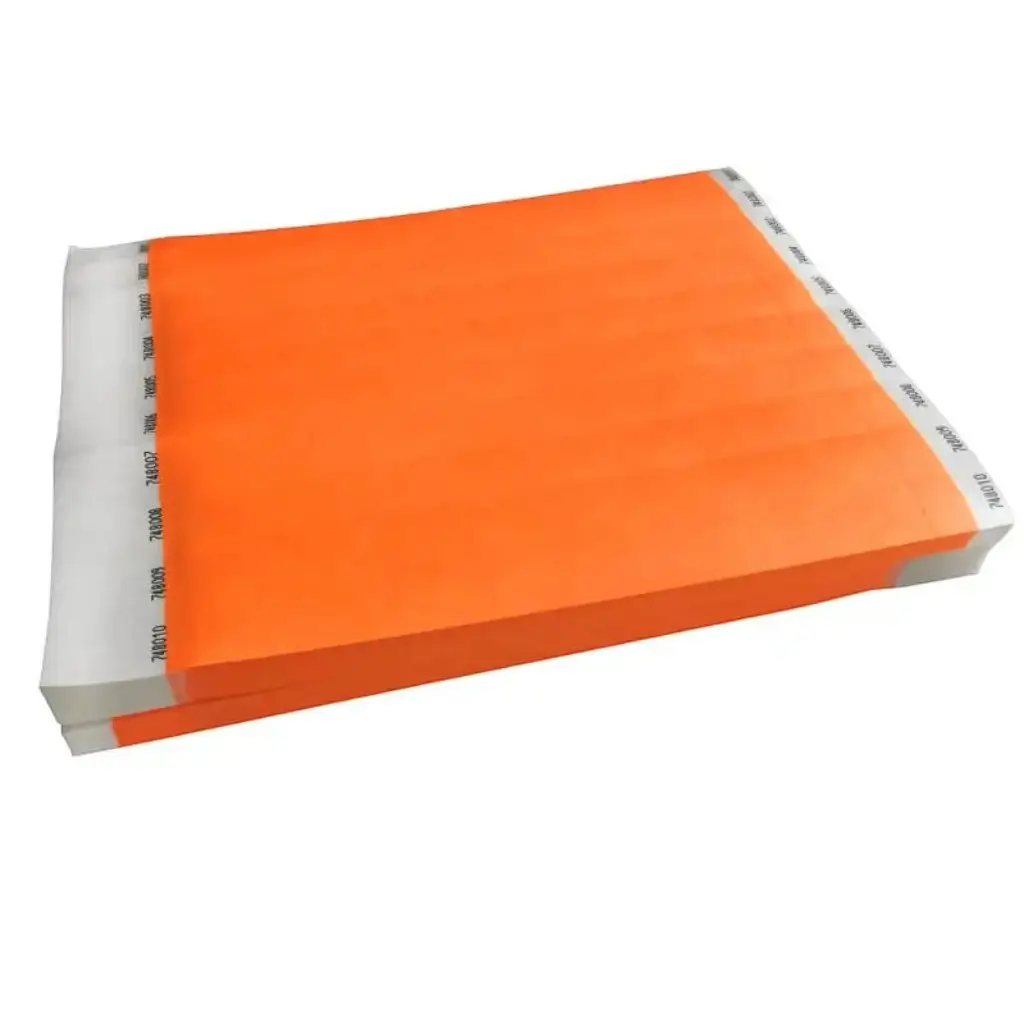 Tyvek® Neon Orange Paper Wristband Without Marking