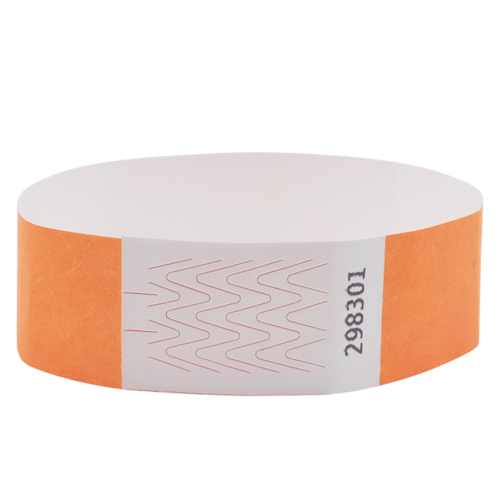 Tyvek® Neon Orange Paper Wristband Without Marking