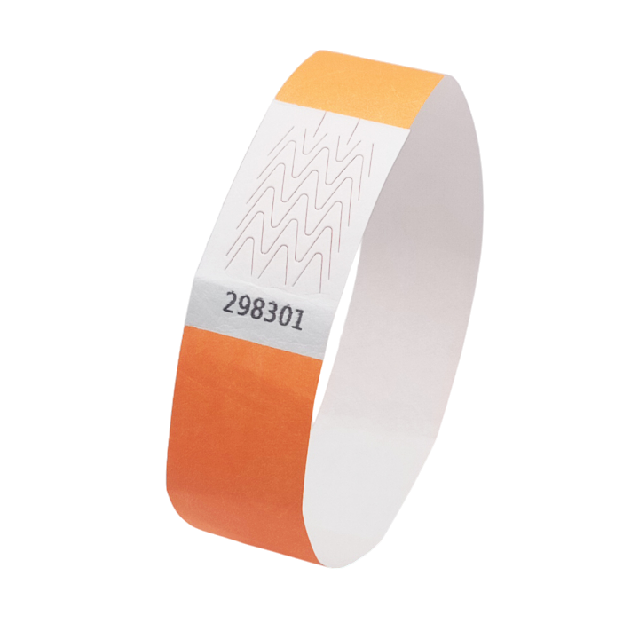 Tyvek® Neon Orange Paper Wristband Without Marking