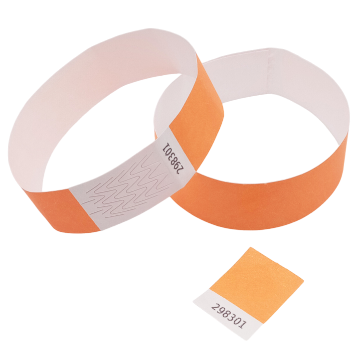 Tyvek® Neon Orange Paper Wristband Without Marking