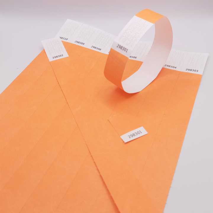 Tyvek® Neon Orange Paper Wristband Without Marking