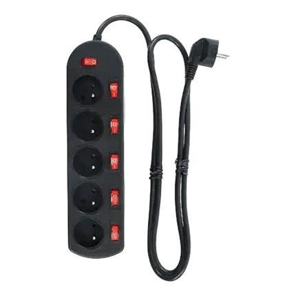 5 Socket Power Strip - Switch on each socket MPE-5MS