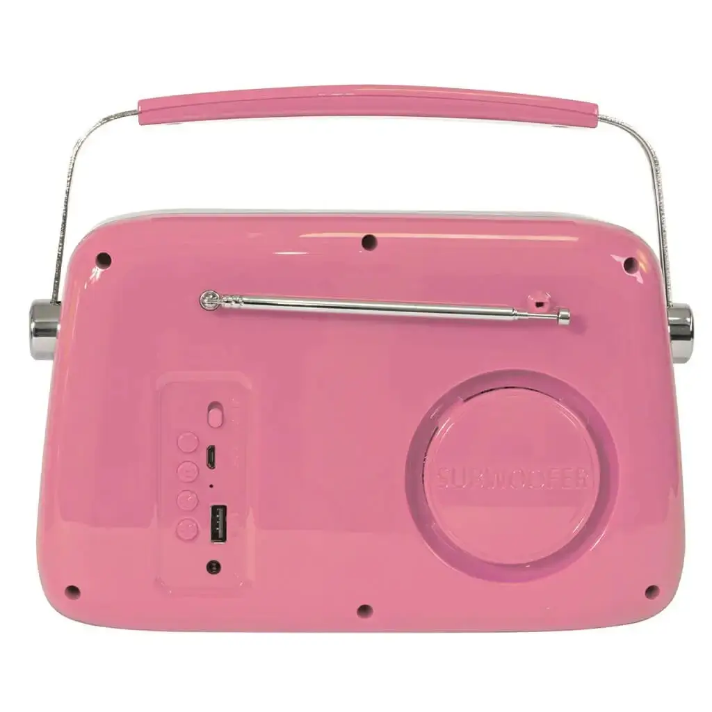 Vintage Standalone Radio with Bluetooth USB & FM 30W Pink