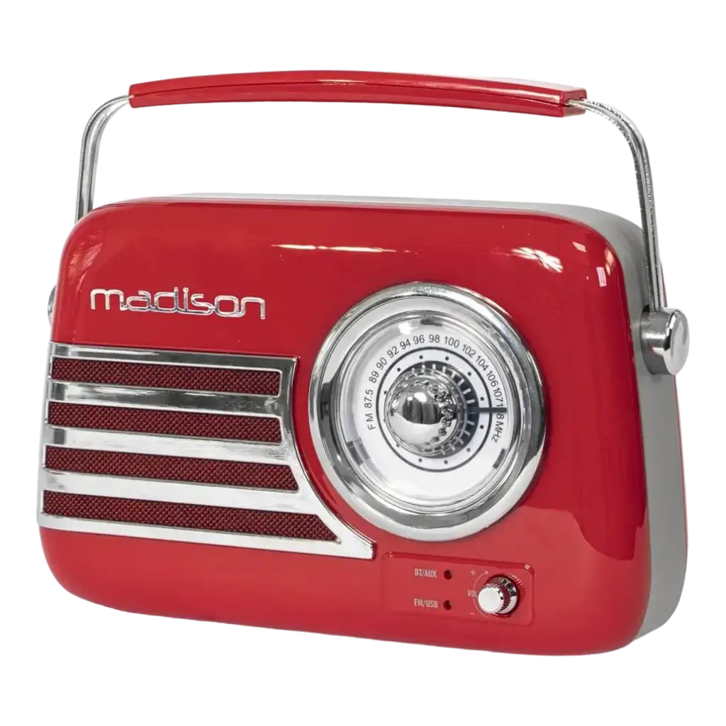 Vintage Standalone Radio with Bluetooth USB & FM 30W Red