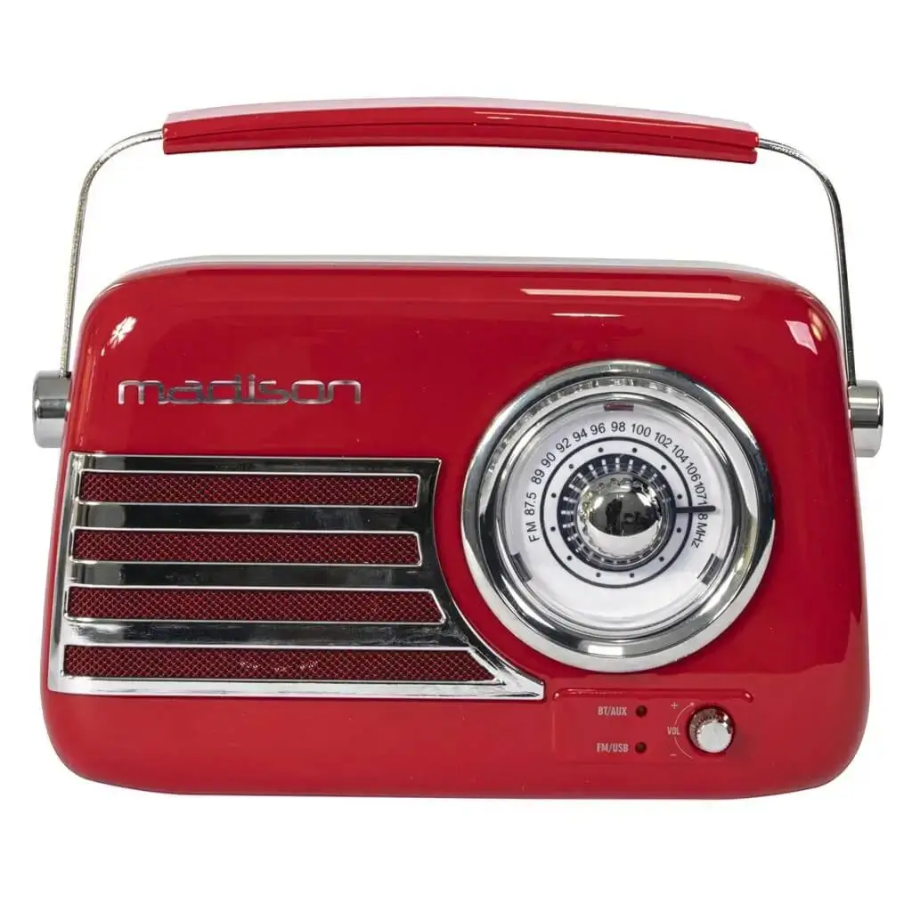 Vintage Standalone Radio with Bluetooth USB & FM 30W Red