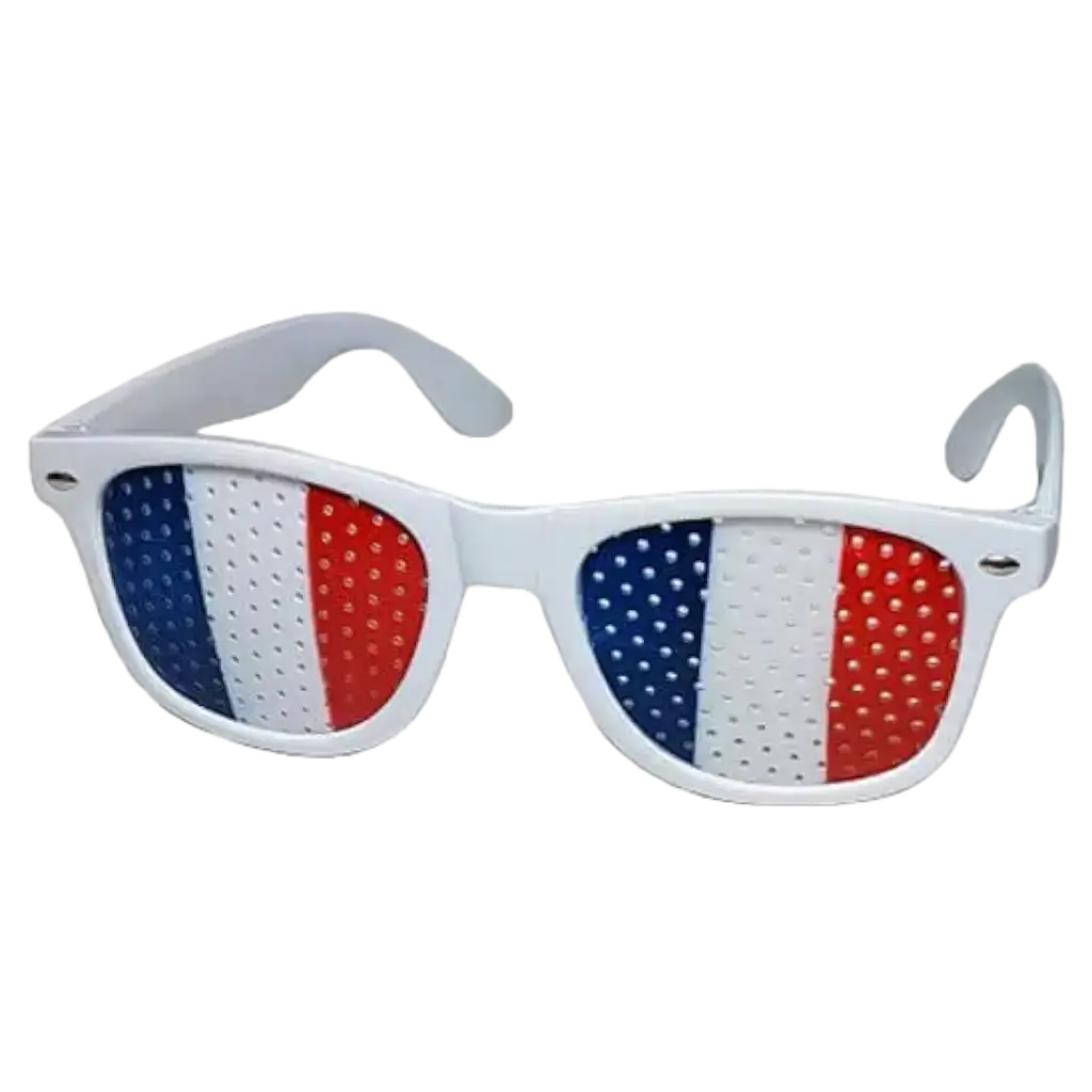 France Supporter Blue White Red Grid Glasses