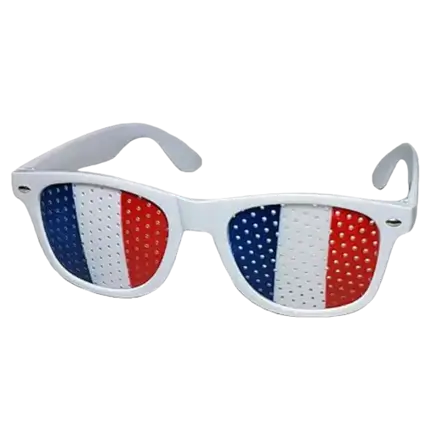 France Supporter Blue White Red Grid Glasses