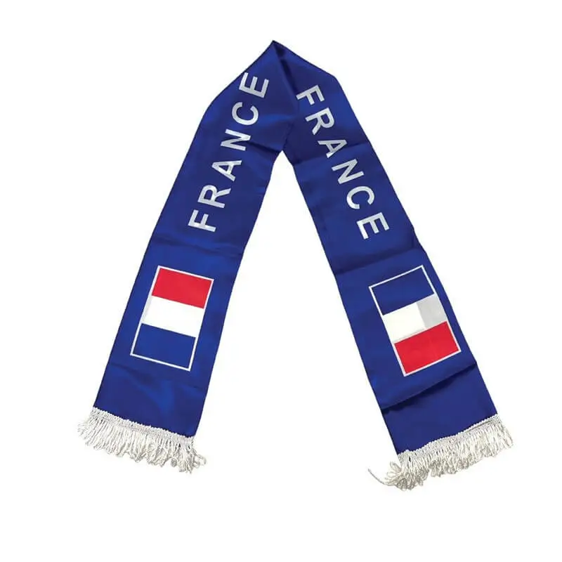 Satin Fabric Scarf for Supporter France 135x15cm