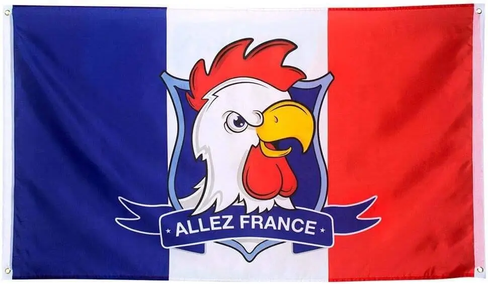 France Rooster Head Flag 150x90cm (47 "x36")