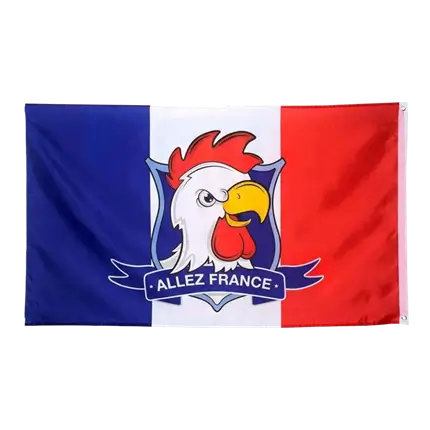 France Rooster Head Flag 150x90cm (47 x36)