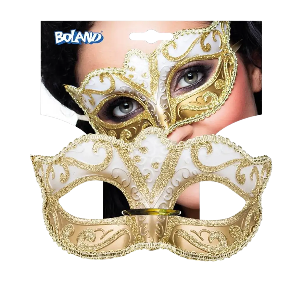 Gilded Venetian mask with motifs