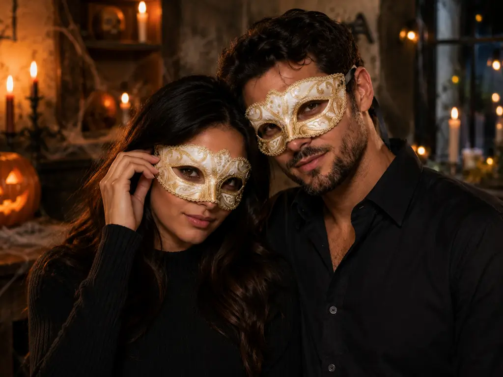 Gilded Venetian mask with motifs