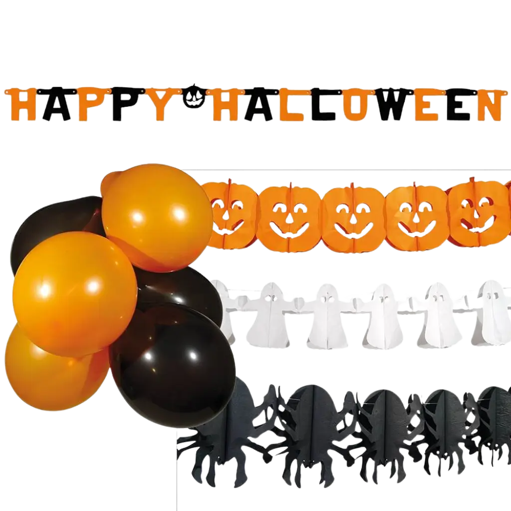 Halloween Party Decoration Set with Garlands and Balloons
