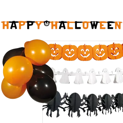 Halloween Party Decoration Set with Garlands and Balloons