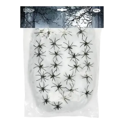 White Spider Web with Spiders Halloween Decoration