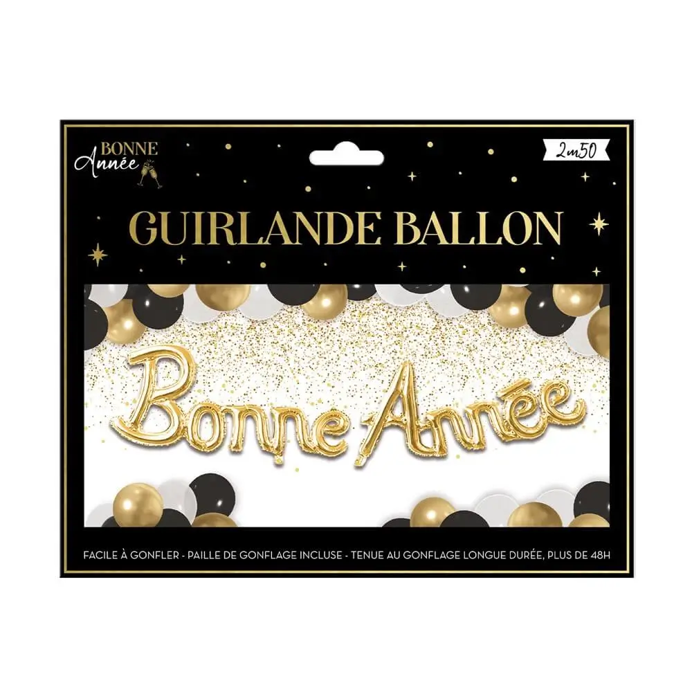 Golden "Happy New Year" Balloon Garland 2.50 metres