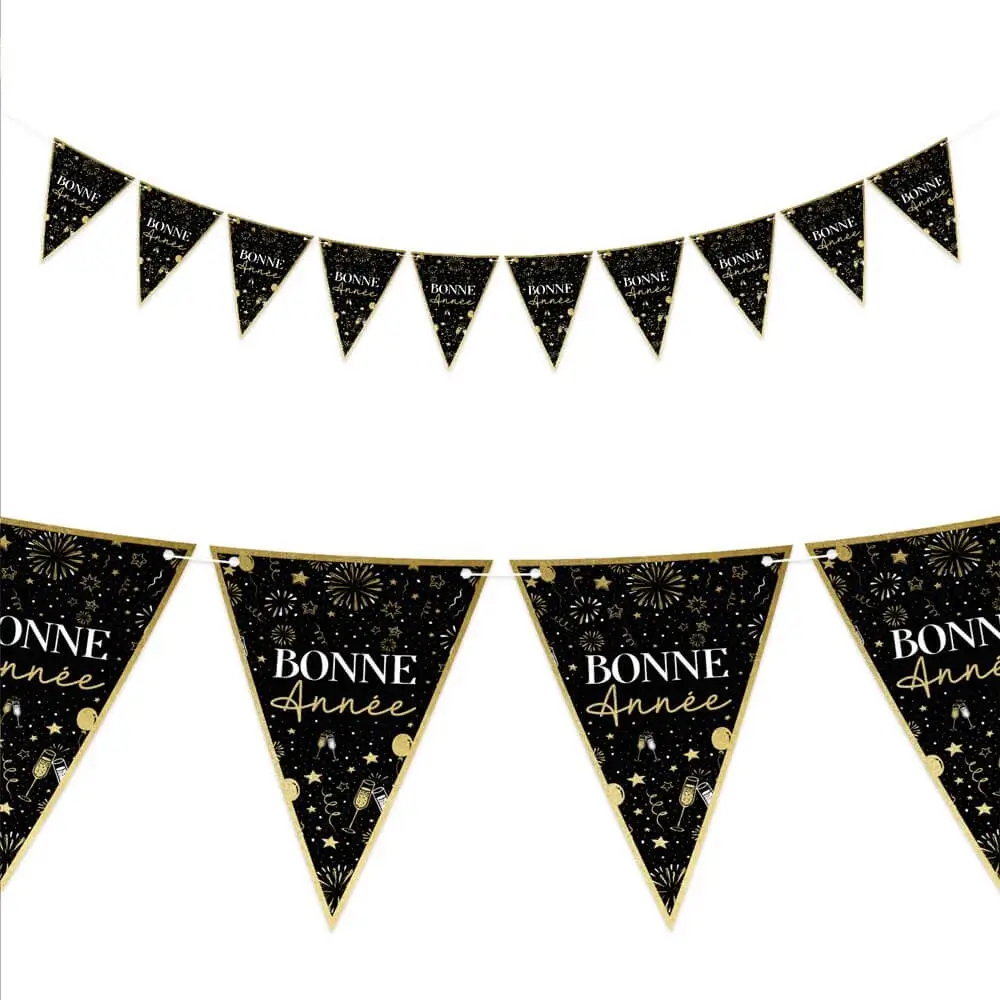 Black and Gold "Happy New Year" Festoon 3 metres