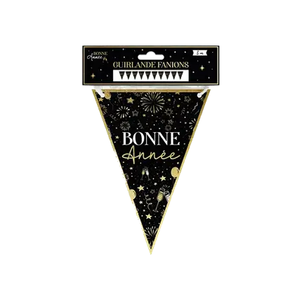 Black and Gold Happy New Year Festoon 3 metres