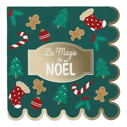 Magic of Christmas Green Motif Napkins - Set of 10