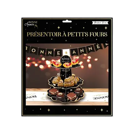 Petits Fours Happy New Year Display Black / Gold