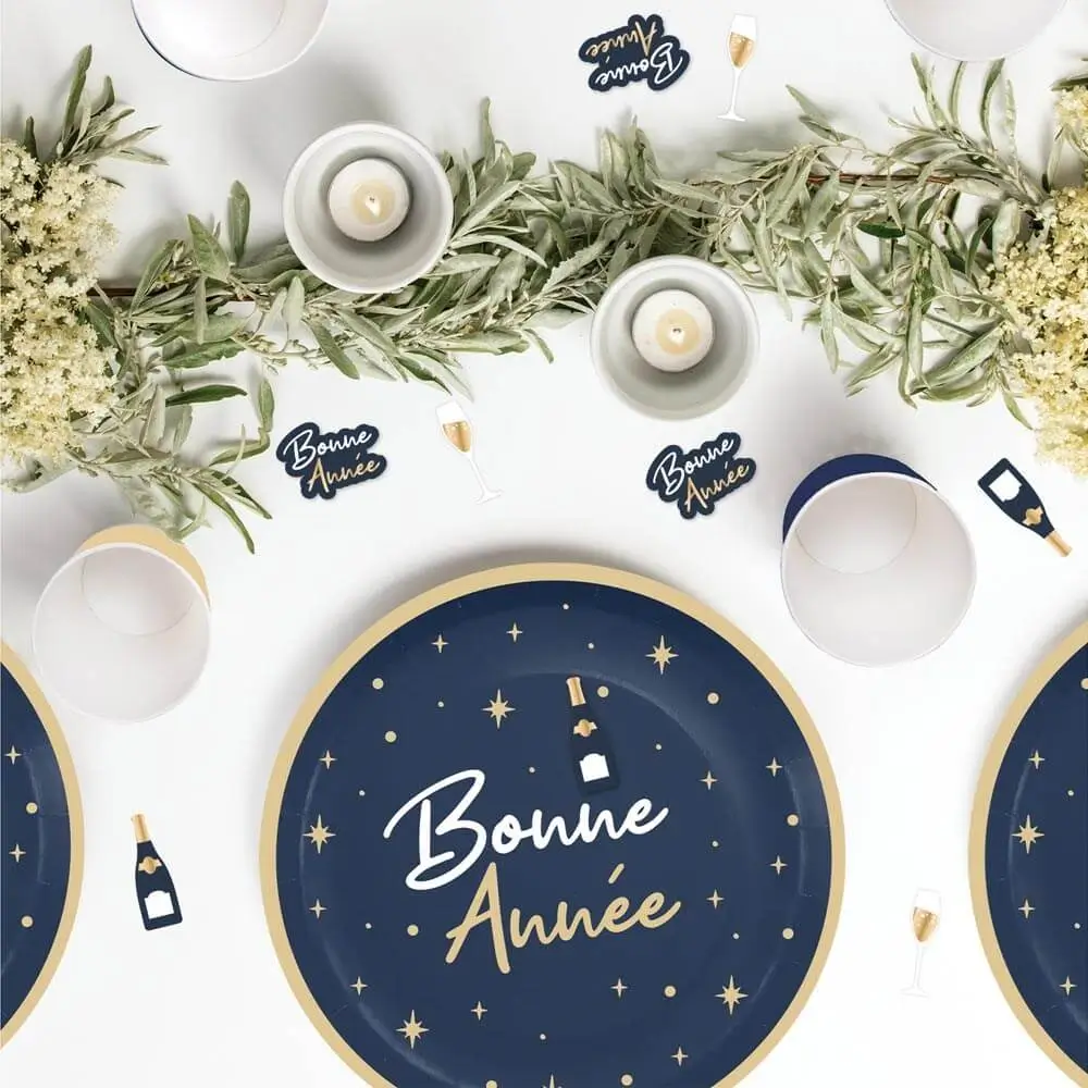Table Decoration "Happy New Year" Navy Blue / Gold - Set of 60