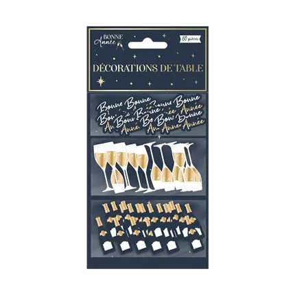 Table Decoration Happy New Year Navy Blue / Gold - Set of 60